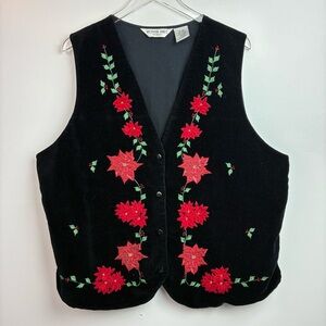 Victoria Jones Crushed Velvet Christmas Poinsettias Vest